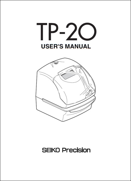 Time Clocks Australia - Seiko TP-20 User Manual