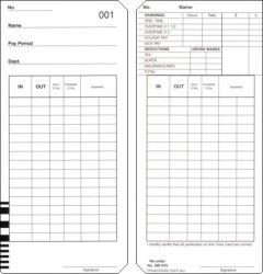 Seiko QR-375 Two-Sided Payroll Time Card